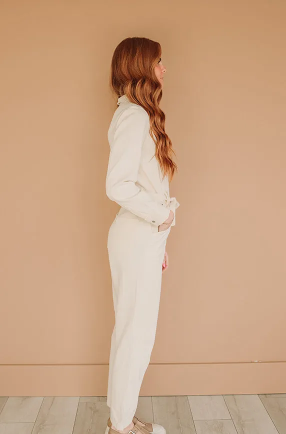 Melbourne Vanilla Utility Jumpsuit - Nursing Friendly - FINAL SALE