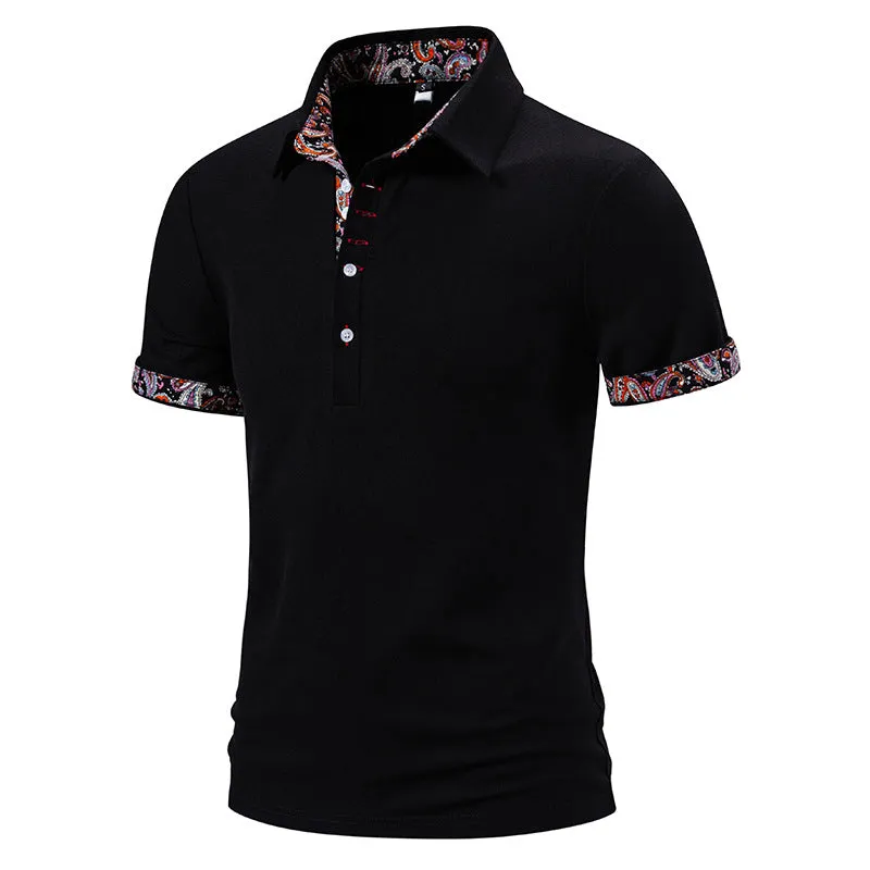 Men Turnover Collar Buttons Short Sleeves T-Shirt