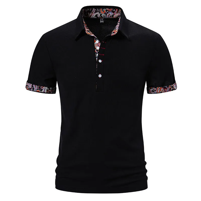 Men Turnover Collar Buttons Short Sleeves T-Shirt