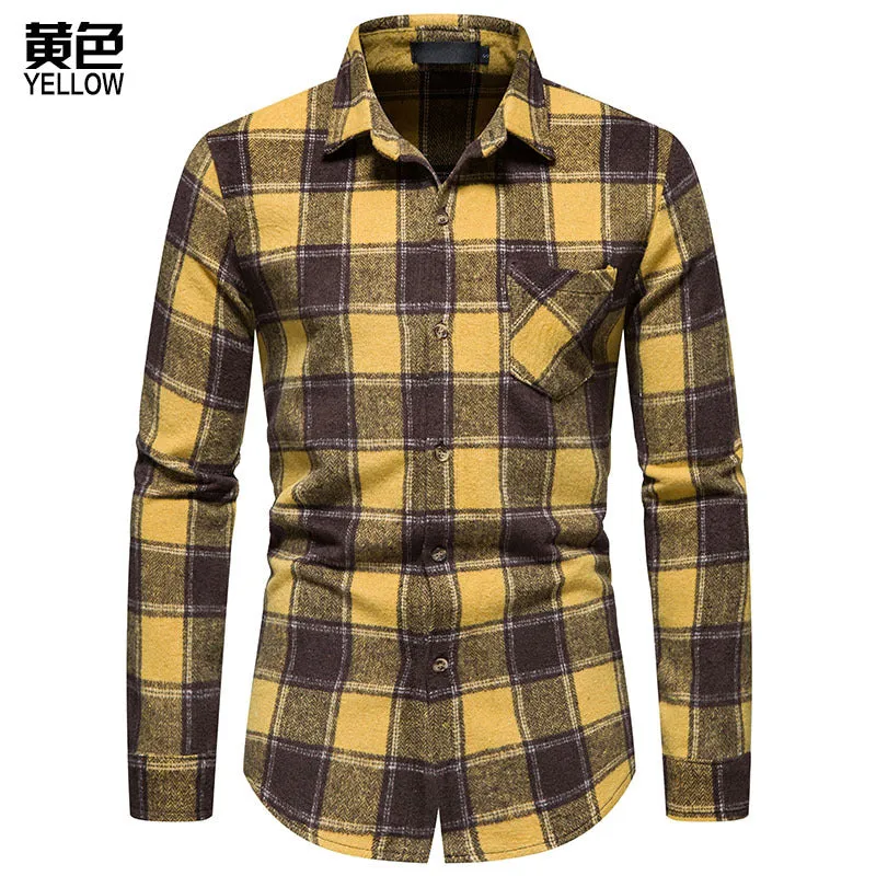 Men Turnover Collar Lattice Long Sleeves Shirt