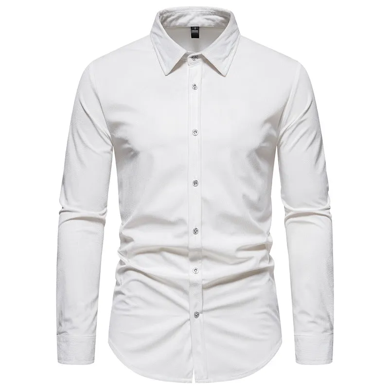 Men Turnover Collar Long Sleeves Shirt