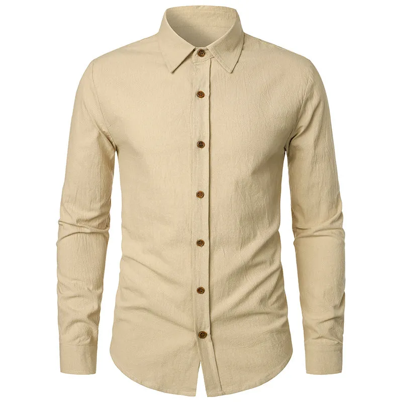 Men Turnover Collar Long Sleeves Shirt