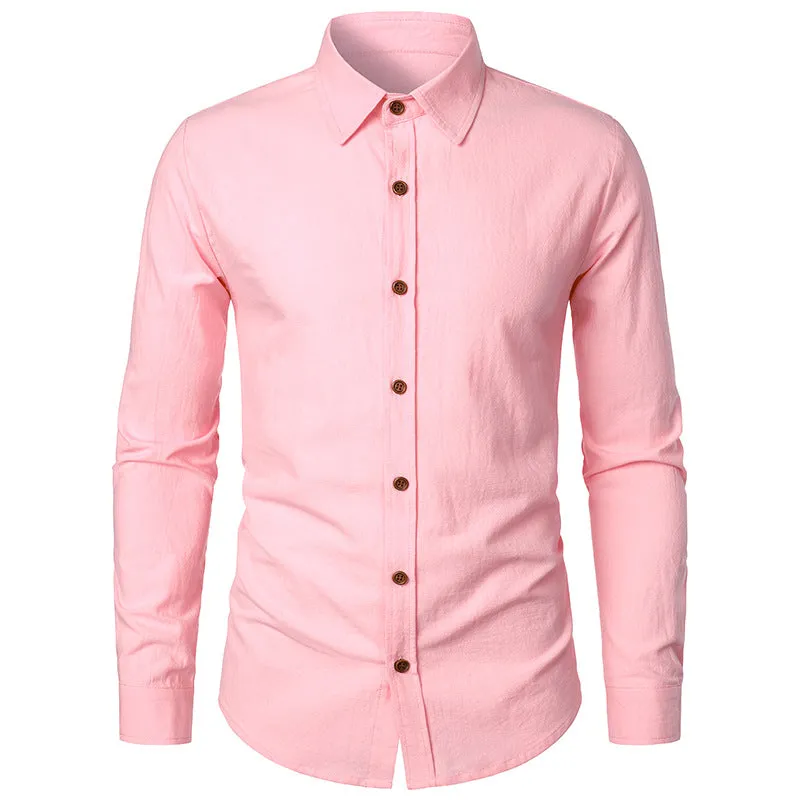 Men Turnover Collar Long Sleeves Shirt