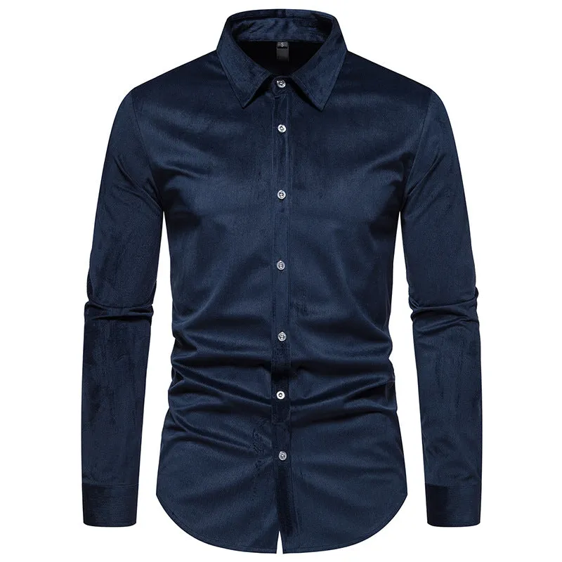 Men Turnover Collar Long Sleeves Shirt