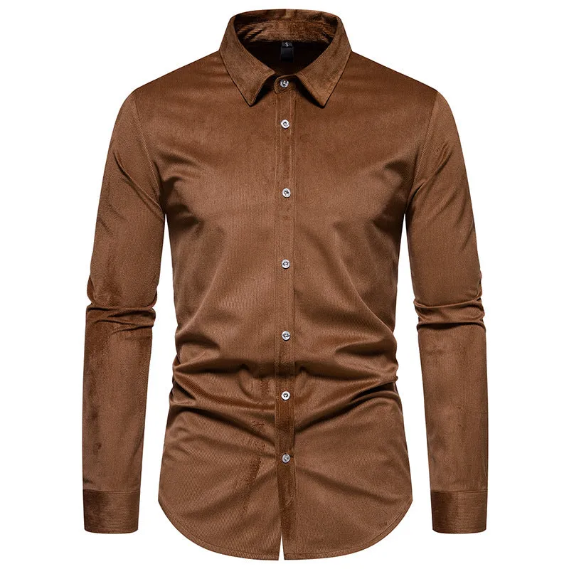 Men Turnover Collar Long Sleeves Shirt