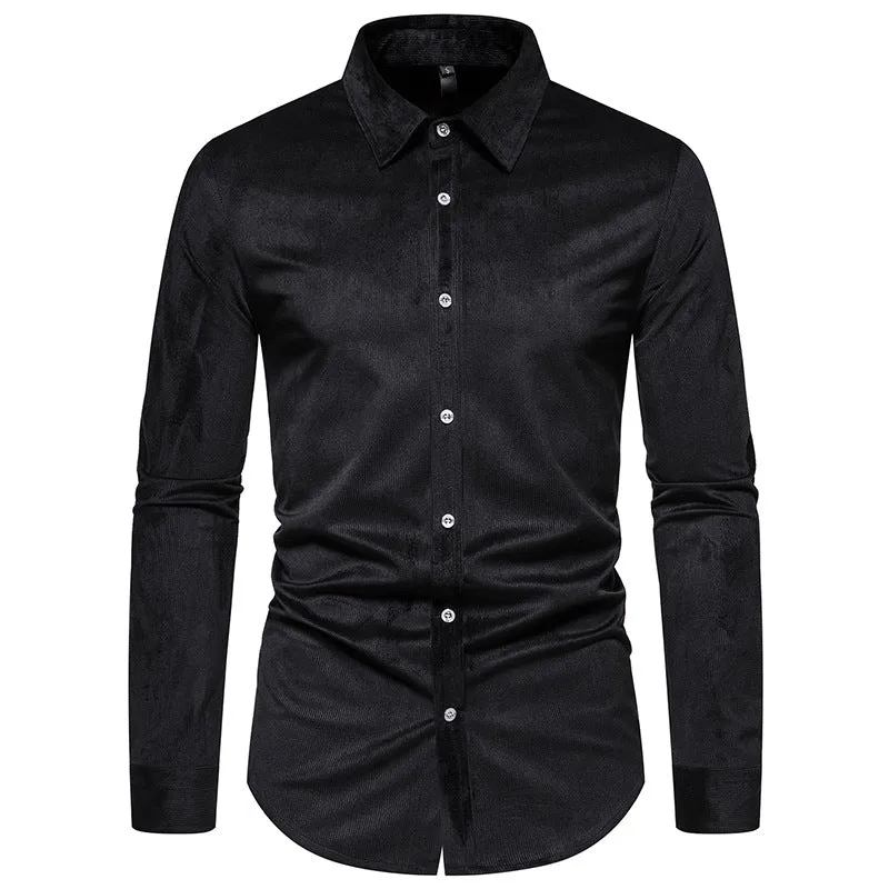 Men Turnover Collar Long Sleeves Shirt