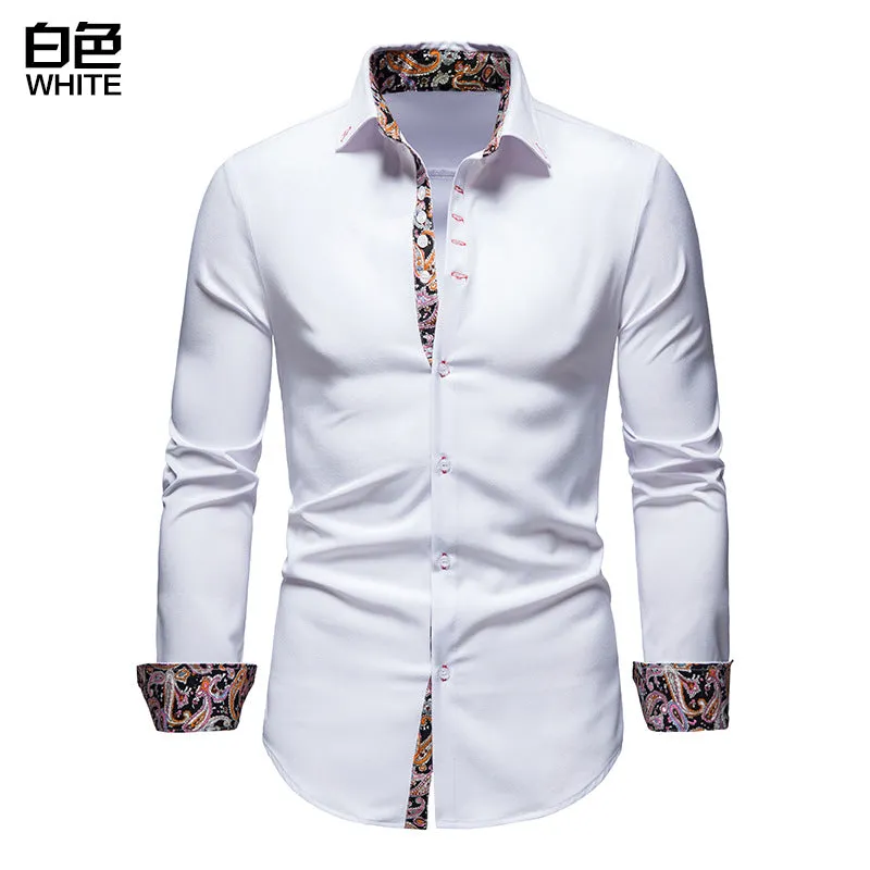 Men Turnover Collar Long Sleeves Shirt