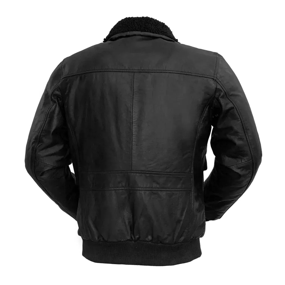 Mens Bomber Leather Jacket Black