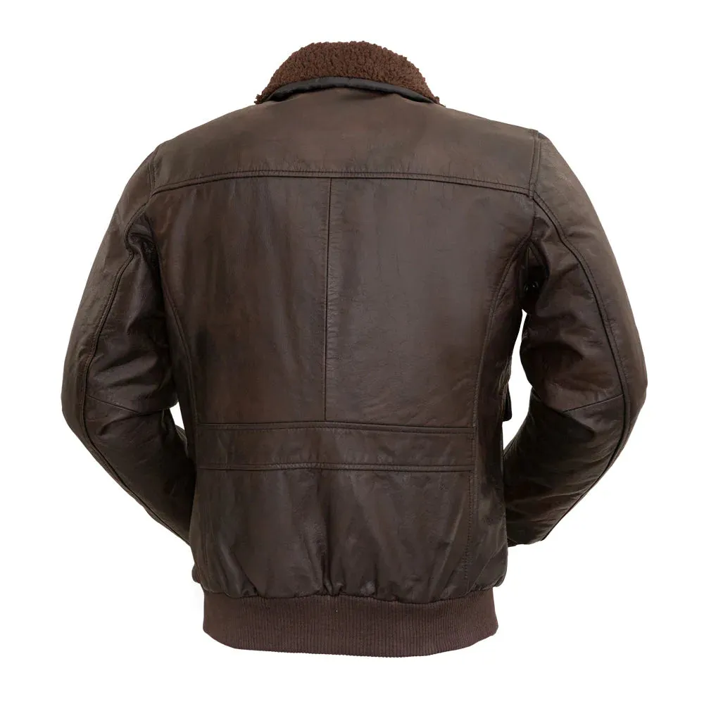 Mens Bomber Leather Jacket Brown