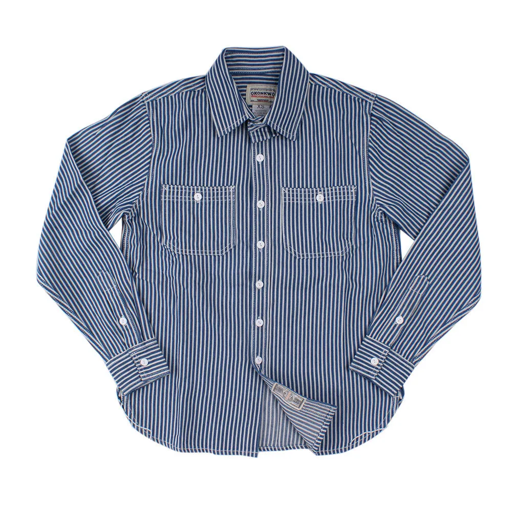 Men's casual vertical striped workwear long-sleeved shirt