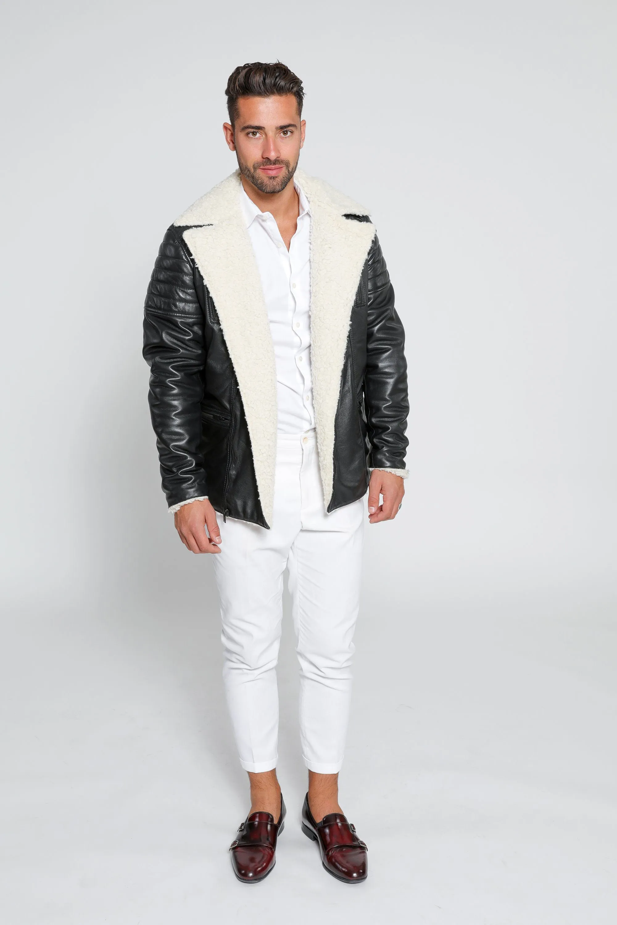 Men's Cosmo Shearling Curly Fur Leather Jacket