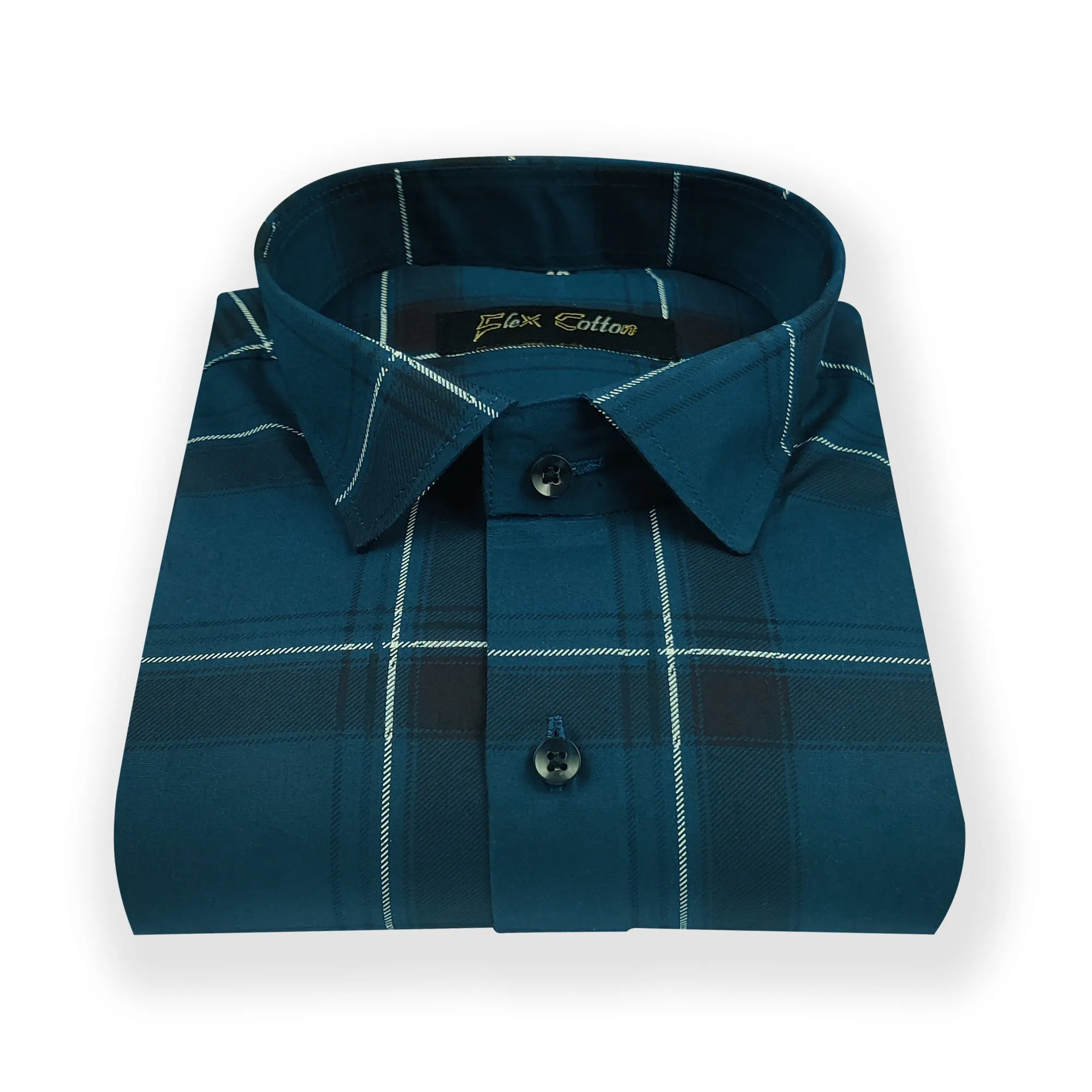 Navy Blue Color Pure Cotton Casual Checked Shirt For Men