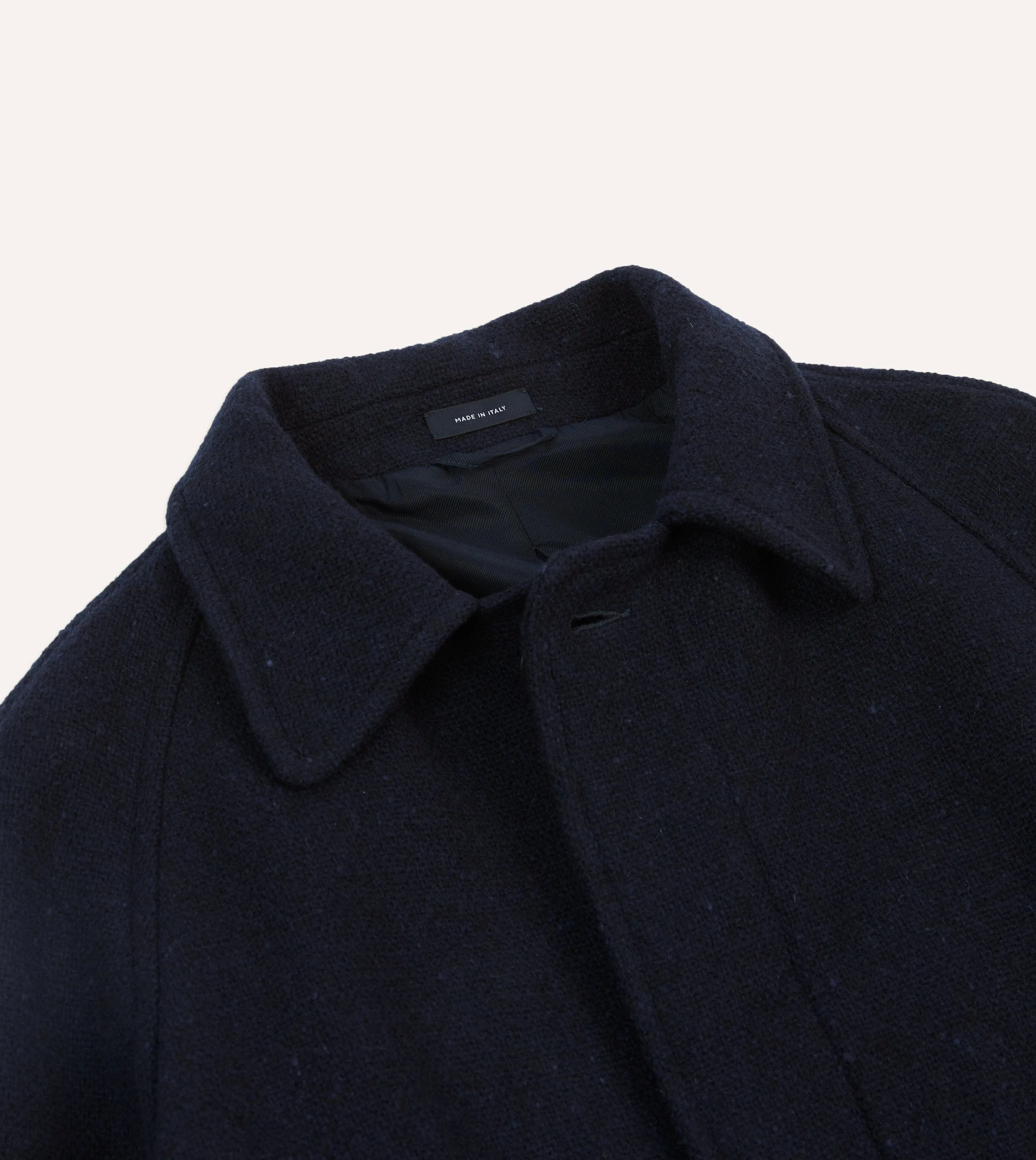 Navy Donegal Wool Raglan Coat