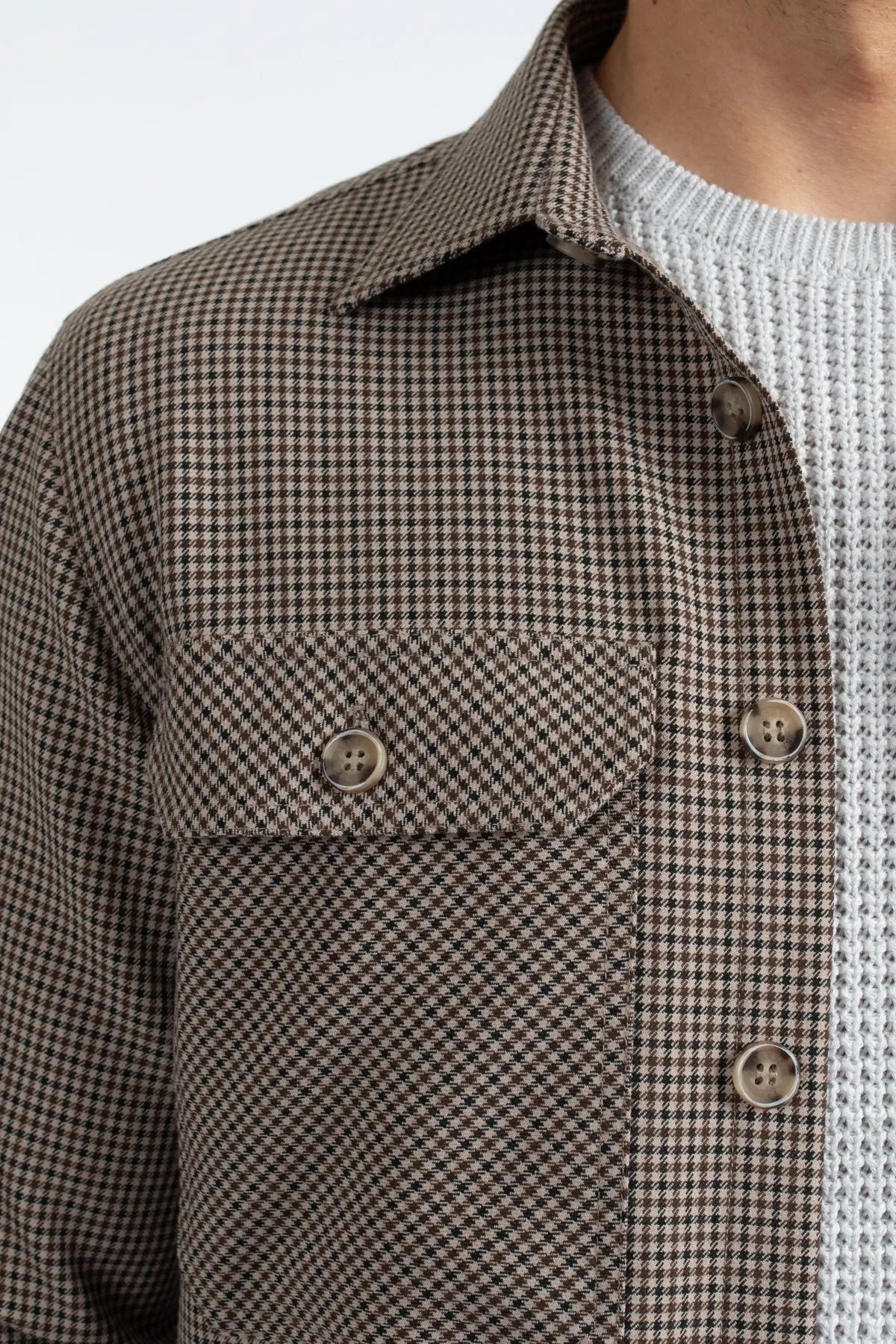 Navy Mini Check Overshirt