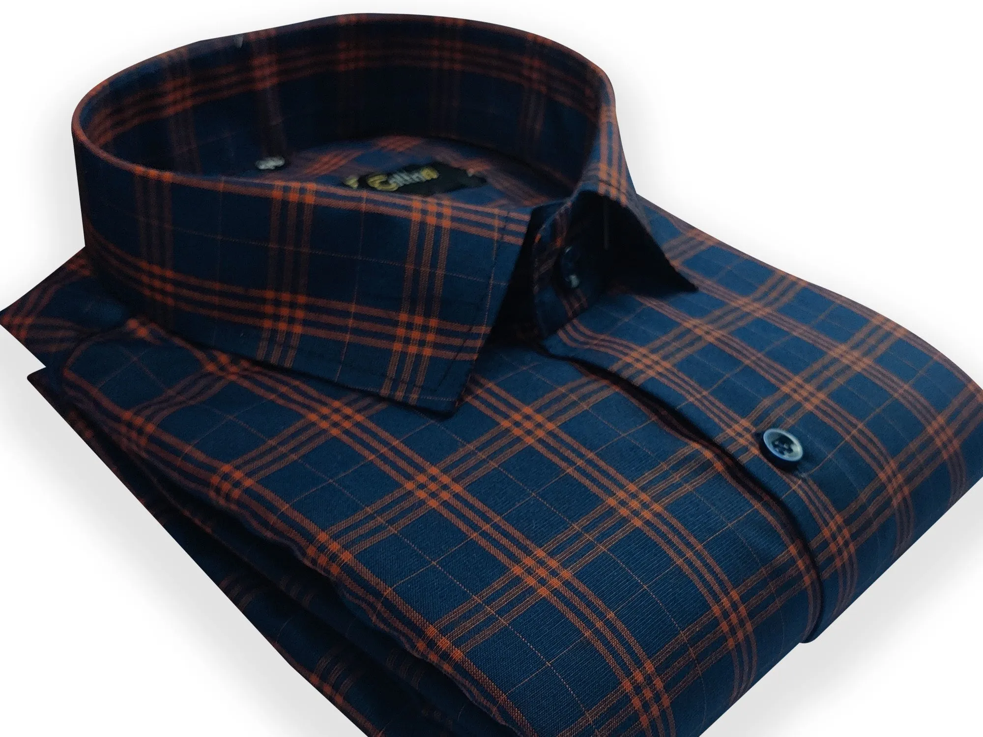 Navy-Red Color Poly Cotton Casual Checked Shirt For Men