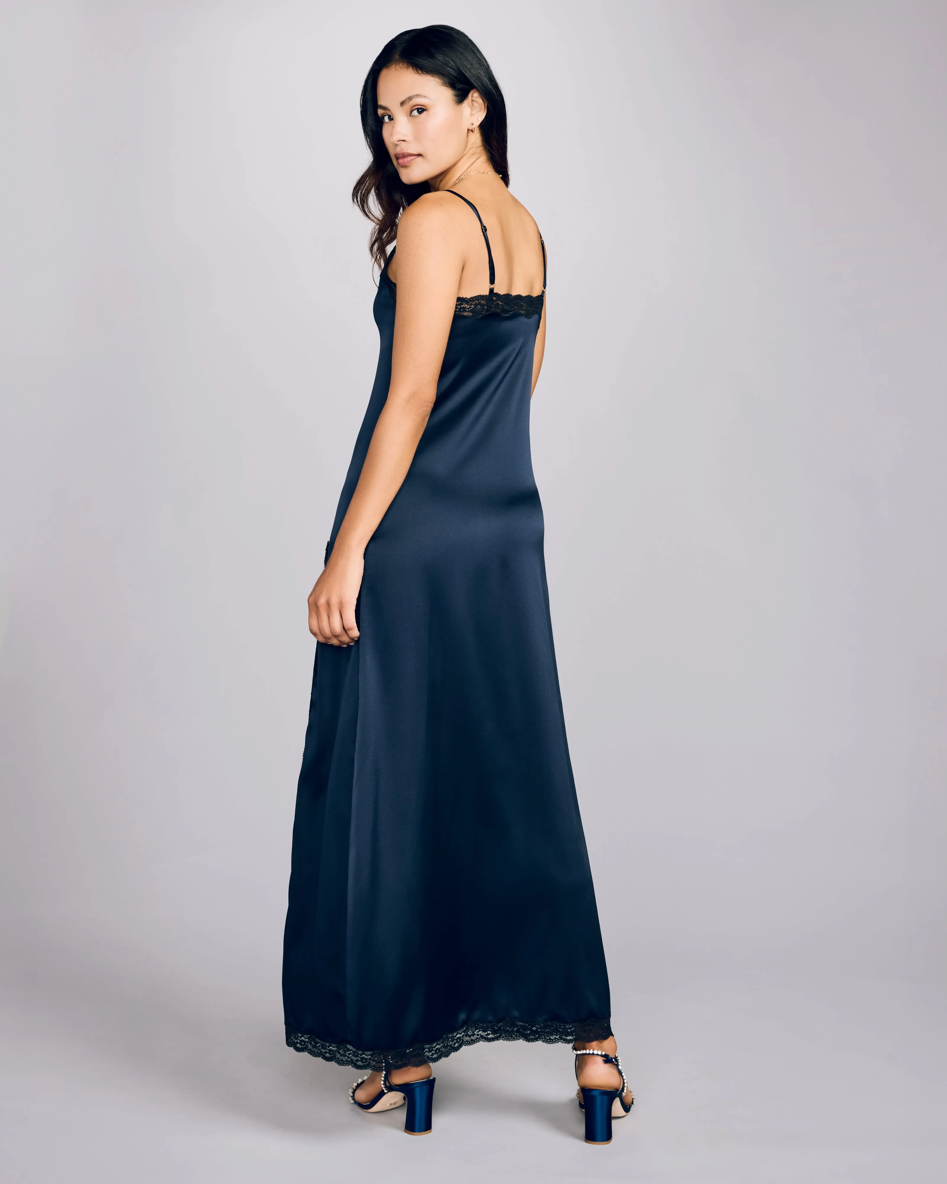 Ocean and Black Silk Gown