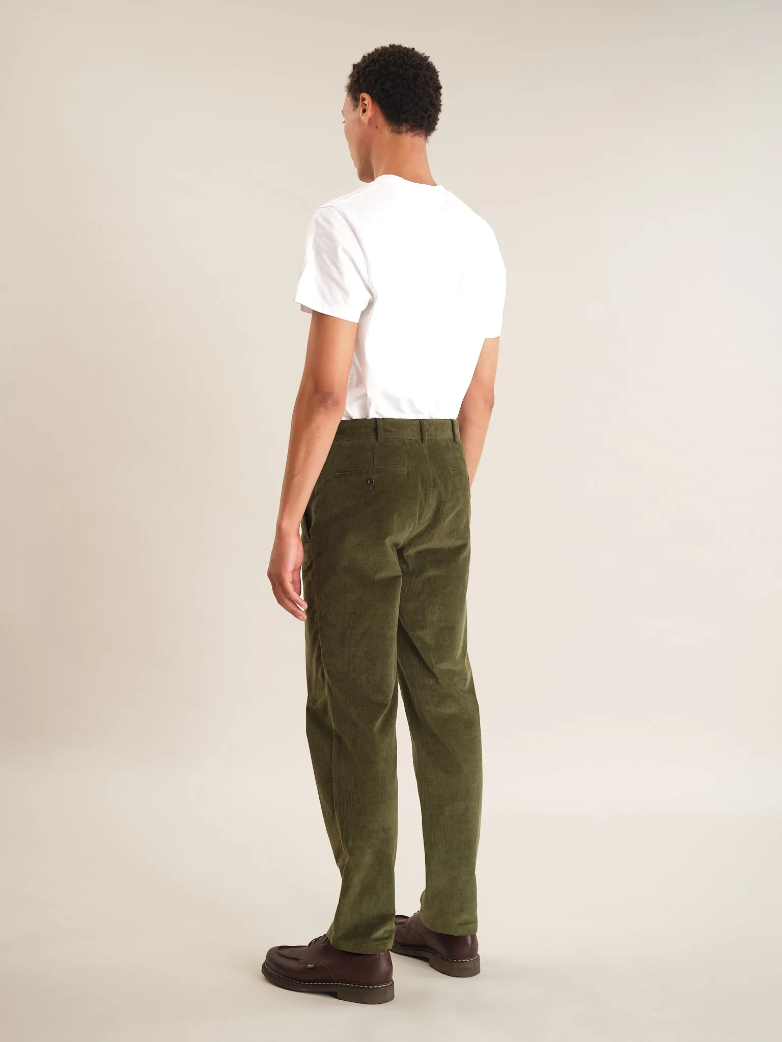 Olive Cotton Pincord Casual Trousers