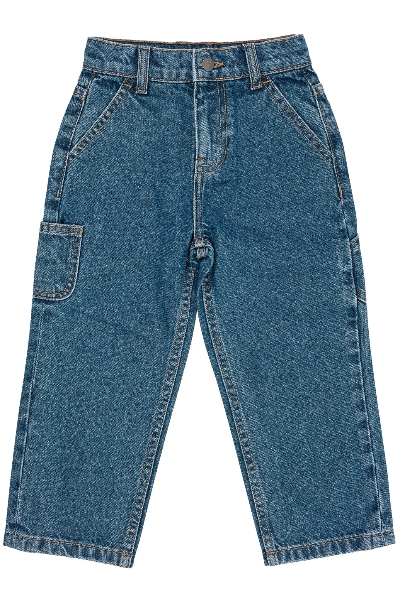 ORGANIC POCKET JEANS, WIDE FIT - INDIGO BLUE WASHED