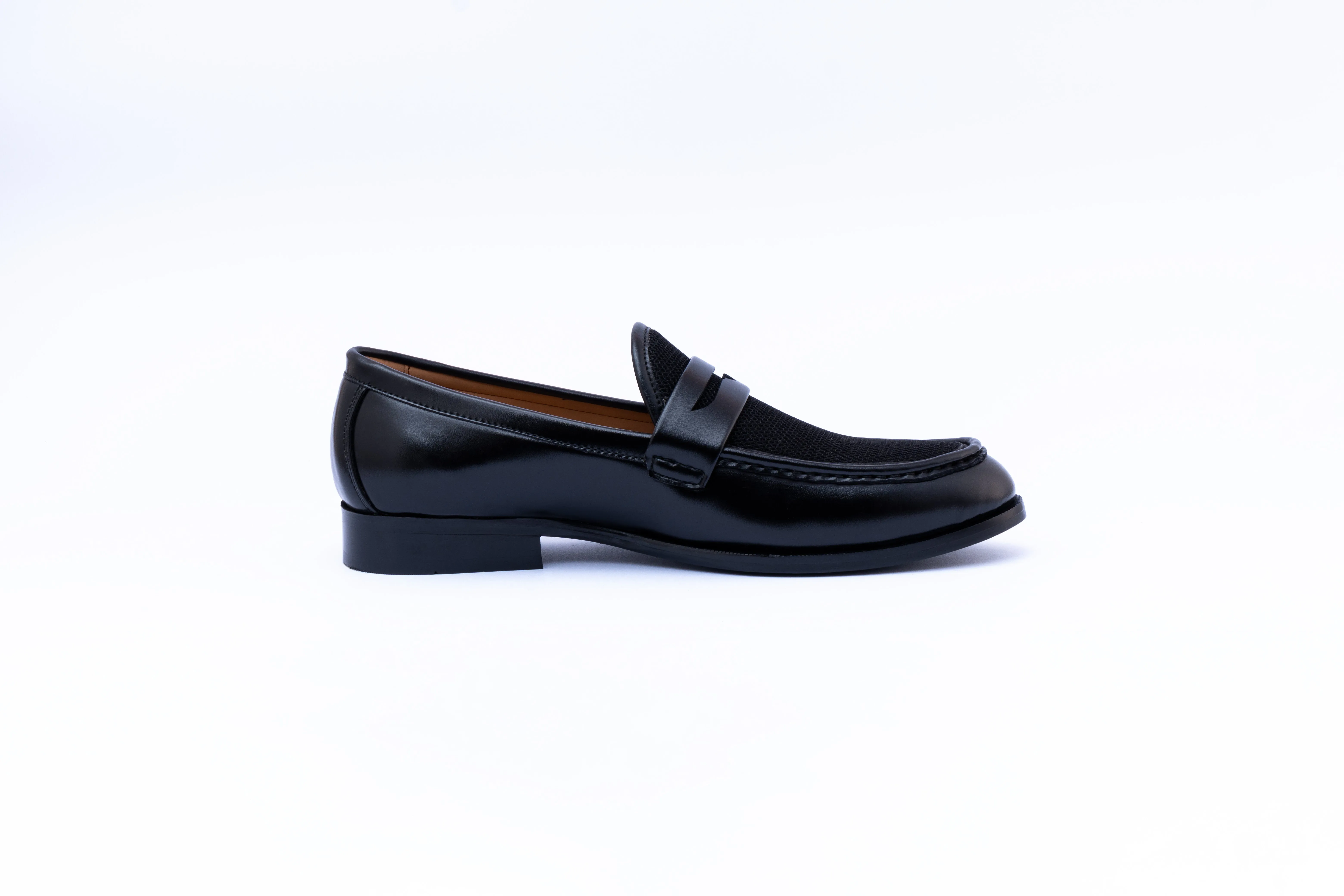 PENNY LOAFERS WITH MESH DETAIL-BLACK