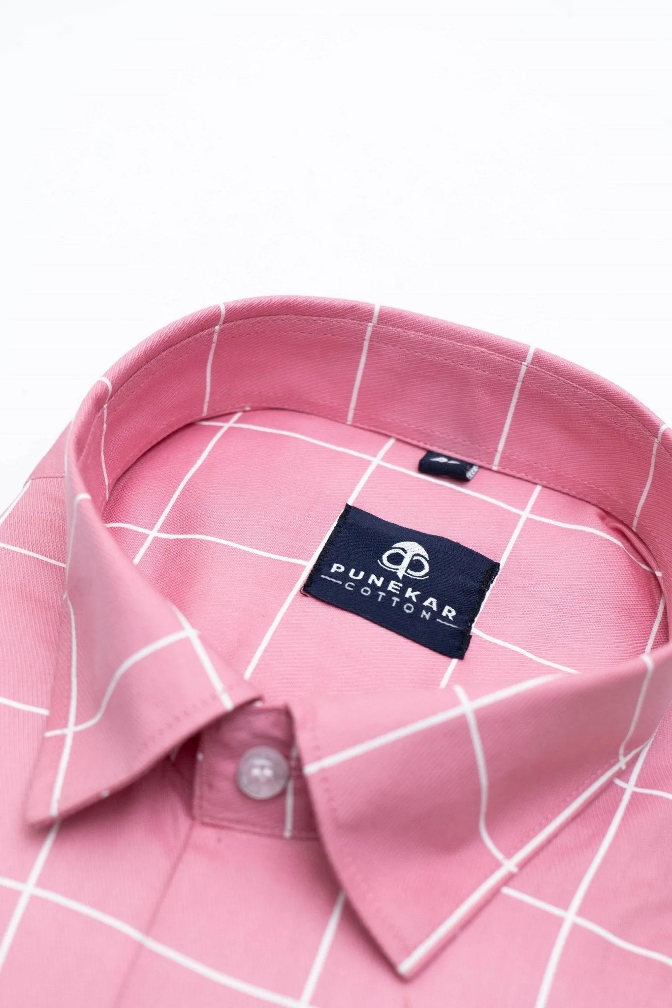 Pink Color Big Checks Cotton Shirts For Men