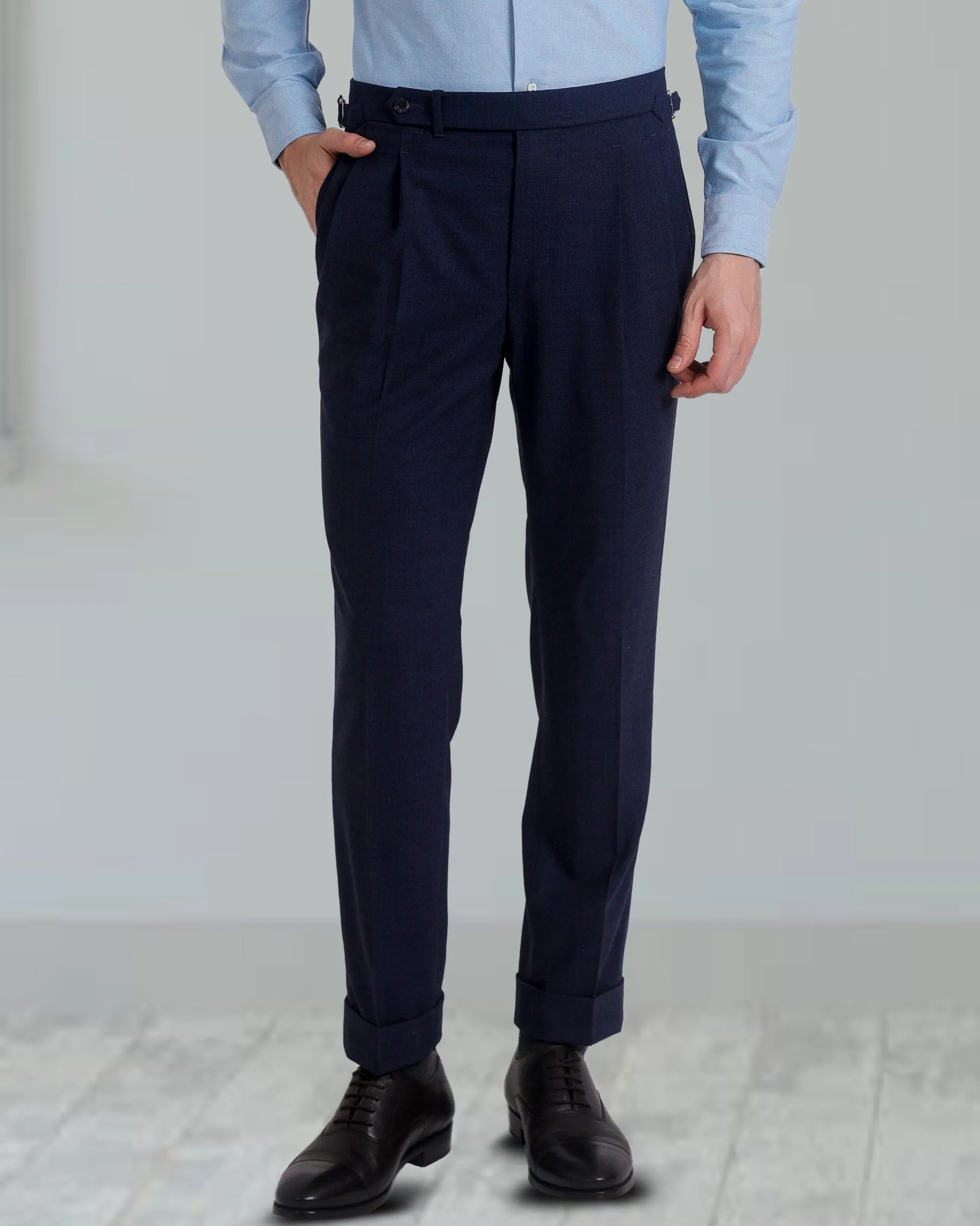 Pleated Vitale Barberis Canonico - 4 Ply Tropical Wool: Dark Indigo Dress Pant