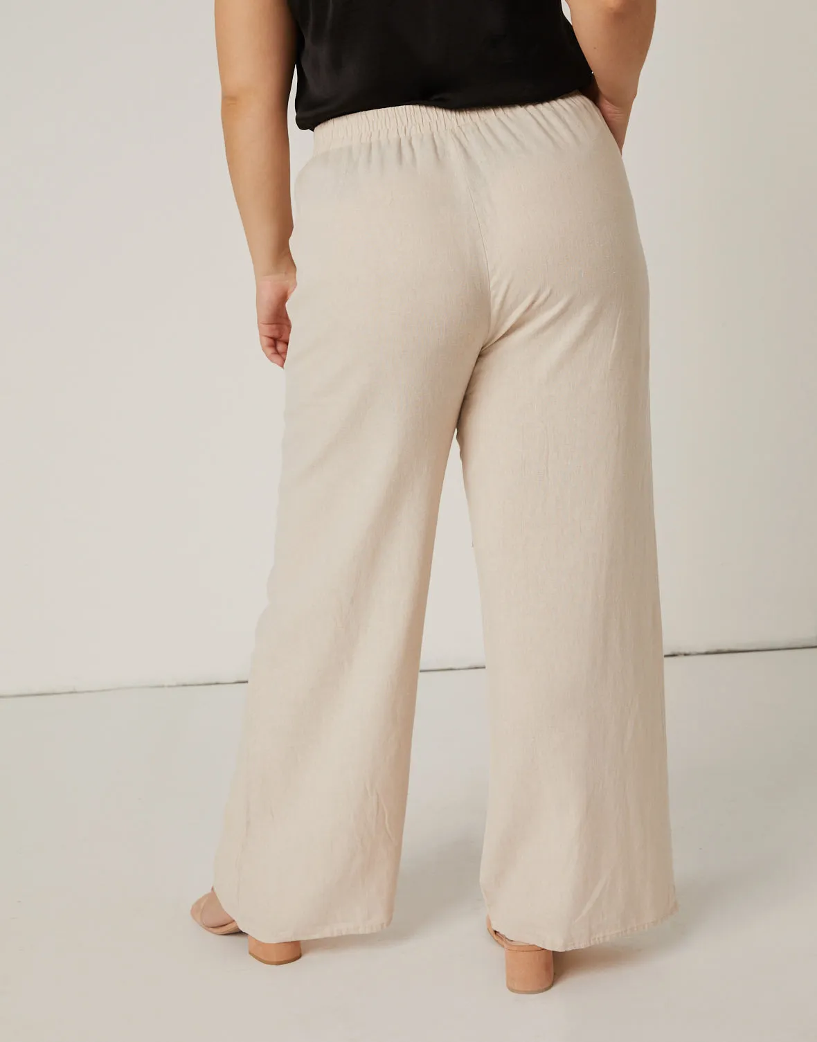 Plus Size Belted Linen Pants