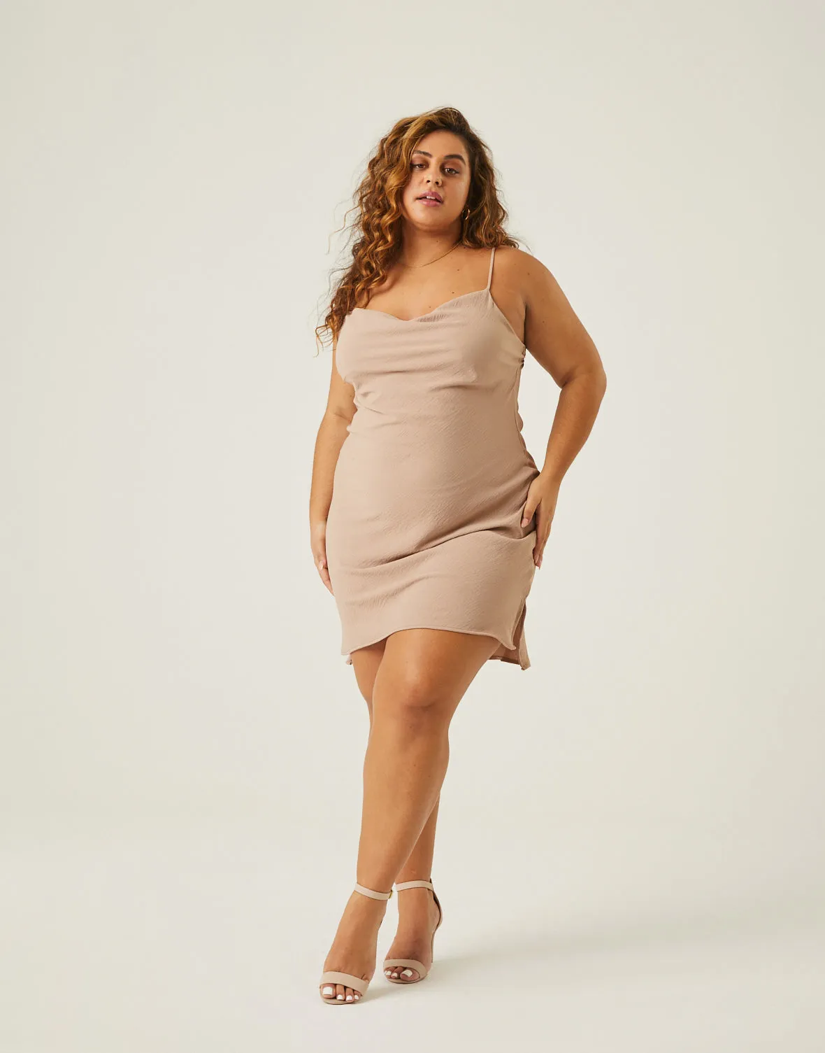 Plus Size Bias Cut Slip Dress