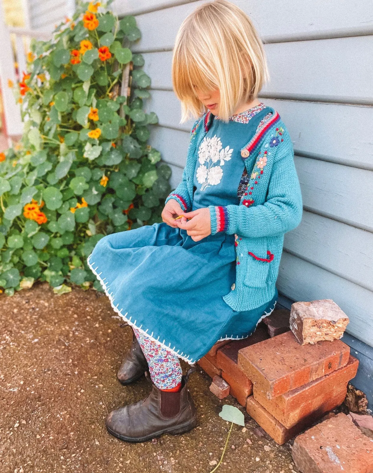 Pomme Pinafore Fjord Embroidery and Crochet