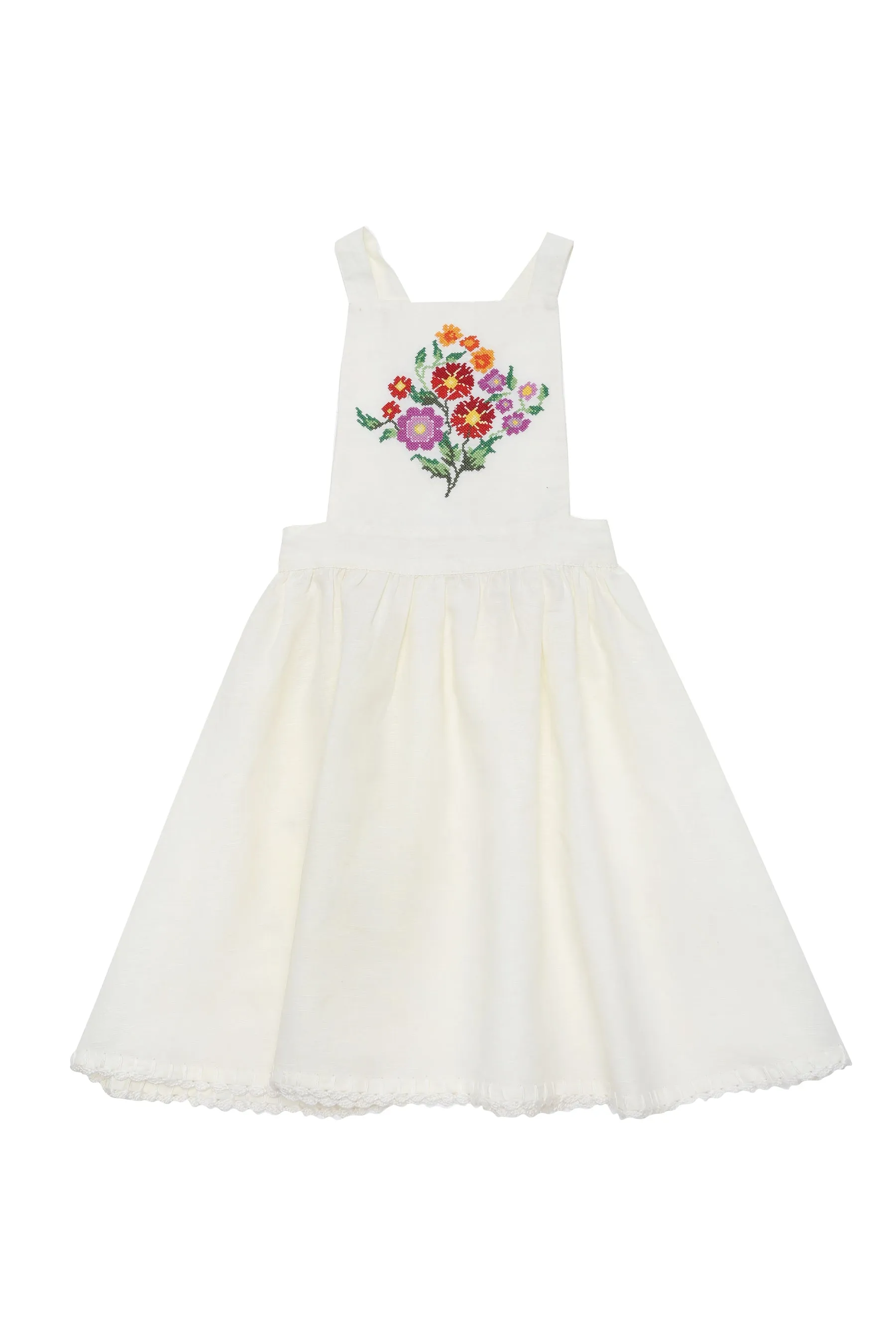 Pomme Pinafore Milk Embroidery and Crochet