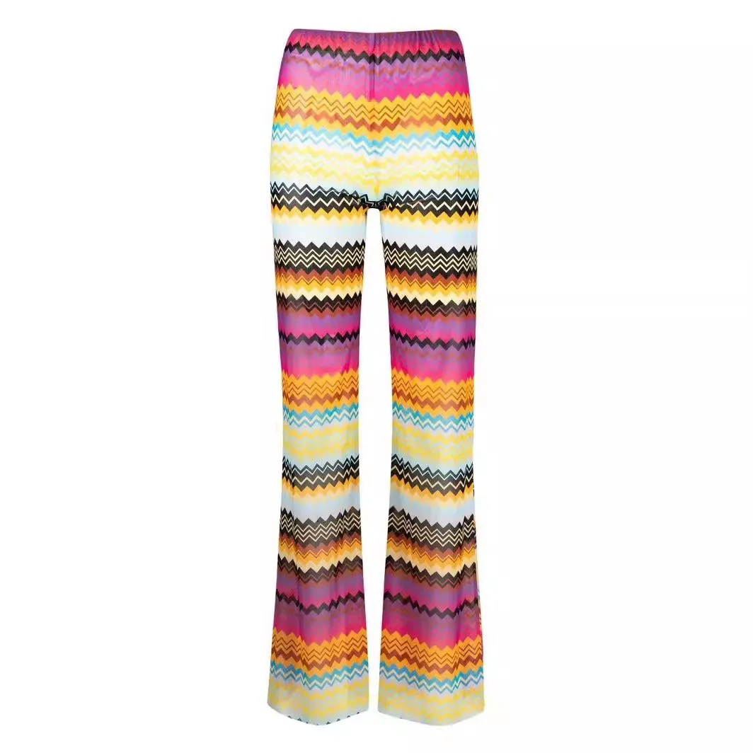 Pre Order:  Striped Z-Shaped Wide Leg Beach Pants