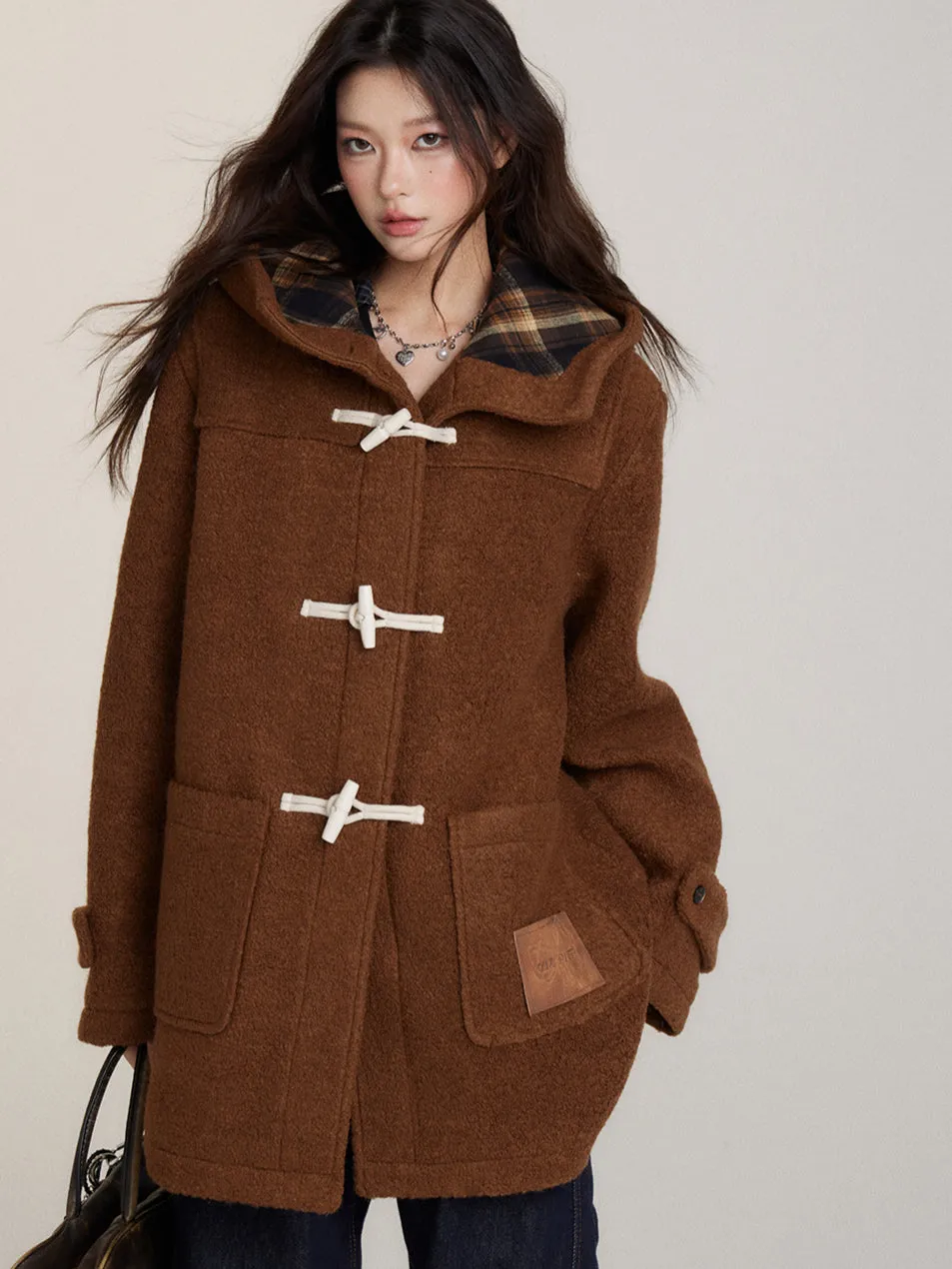 Preppy Plaid Shearling Coat