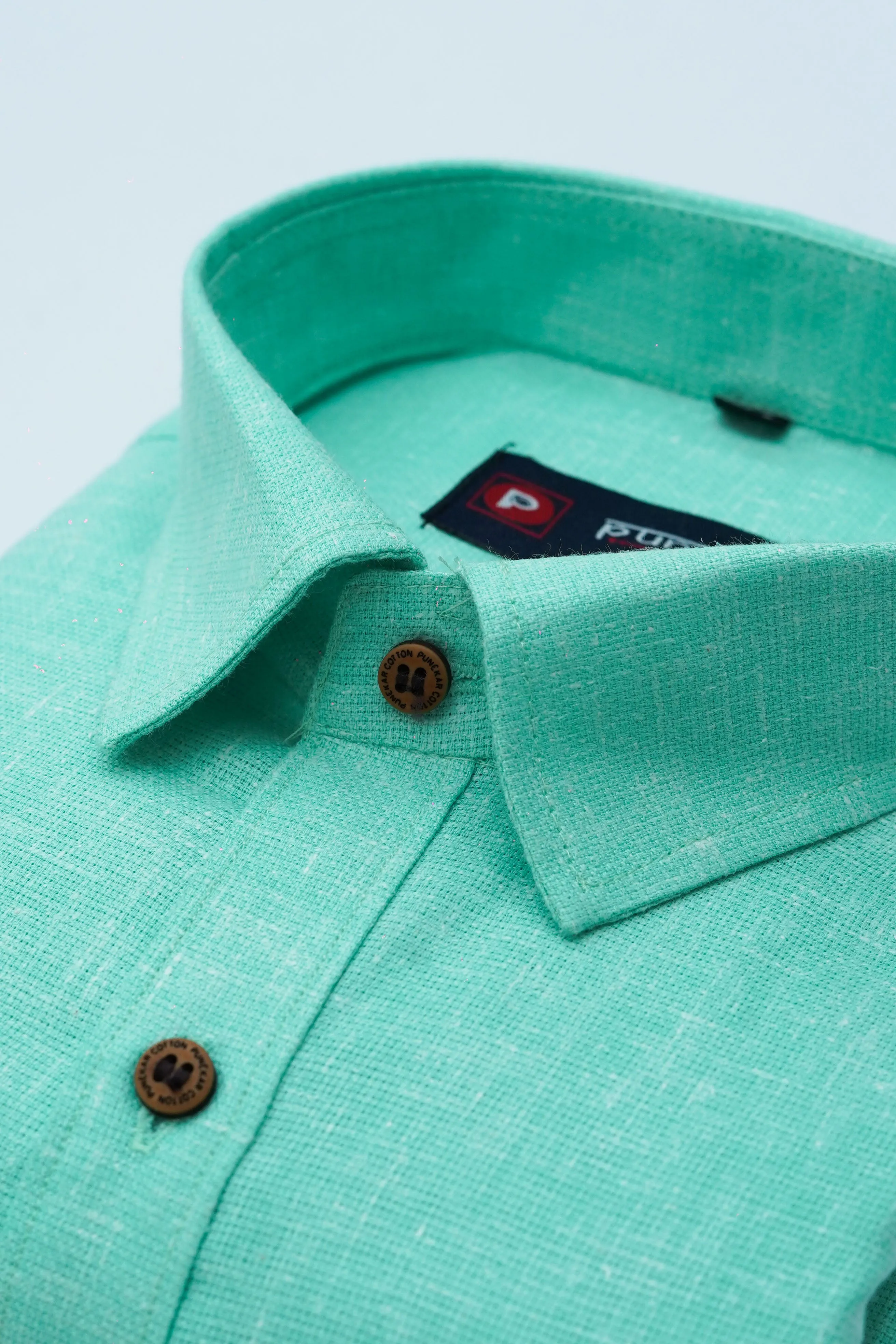 Punekar Cotton Light Green Color Cotton Linen Formal Shirt for Men's.