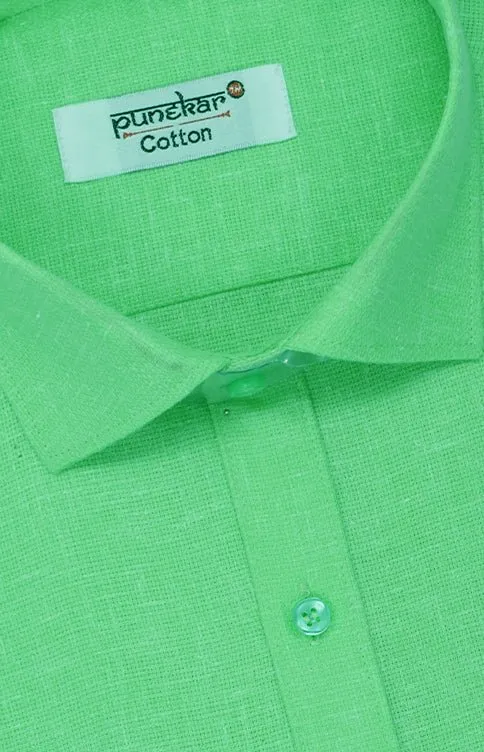 Punekar Cotton Light Green Color Cotton Linen Formal Shirt for Men's.