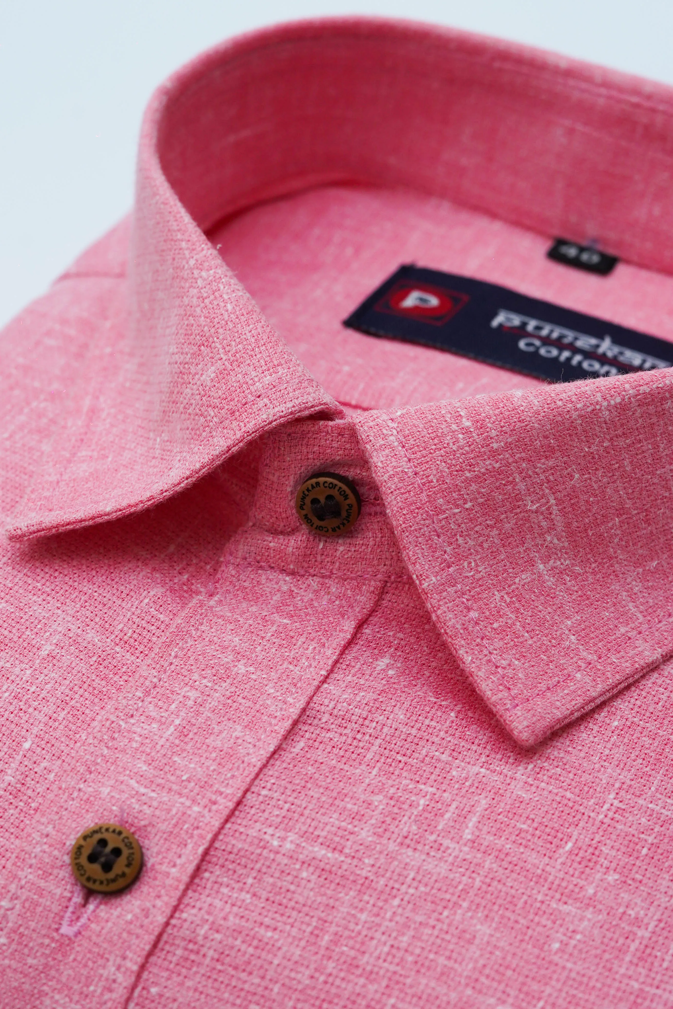 Punekar Cotton Light Pink Color Cotton Linen Formal Shirt for Men's.