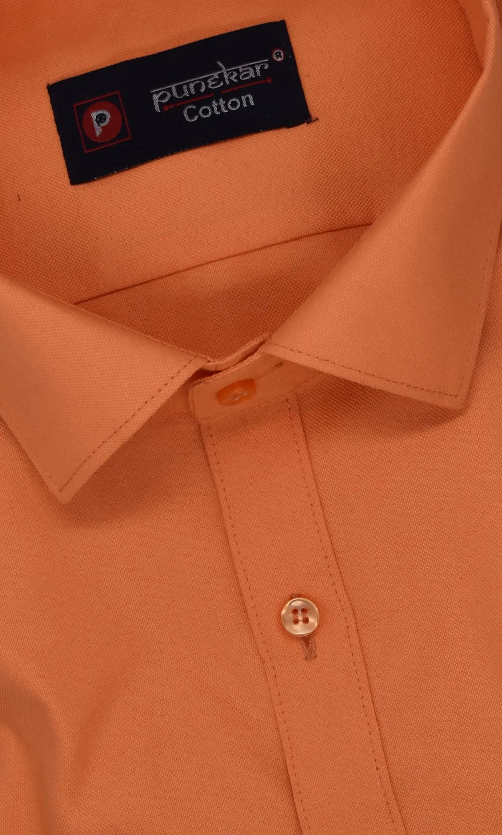 Punekar Cotton Orange Color Rich Cotton Formal Shirt For Men's