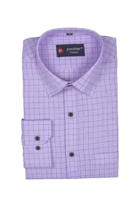 Punekar Cotton Purple Color Check Criss Cross Woven Cotton Shirt for Men's.