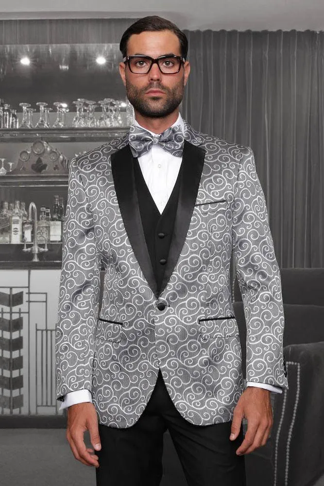 "Bellagio" Silver 1-Button Notch Tuxedo (4-Piece Set)