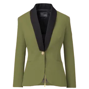 Rebellious Stretch Boss Blazer - Olive Green