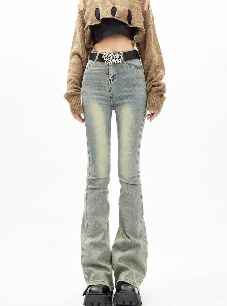 Retro Flared High-Rise Light Wash Jeans