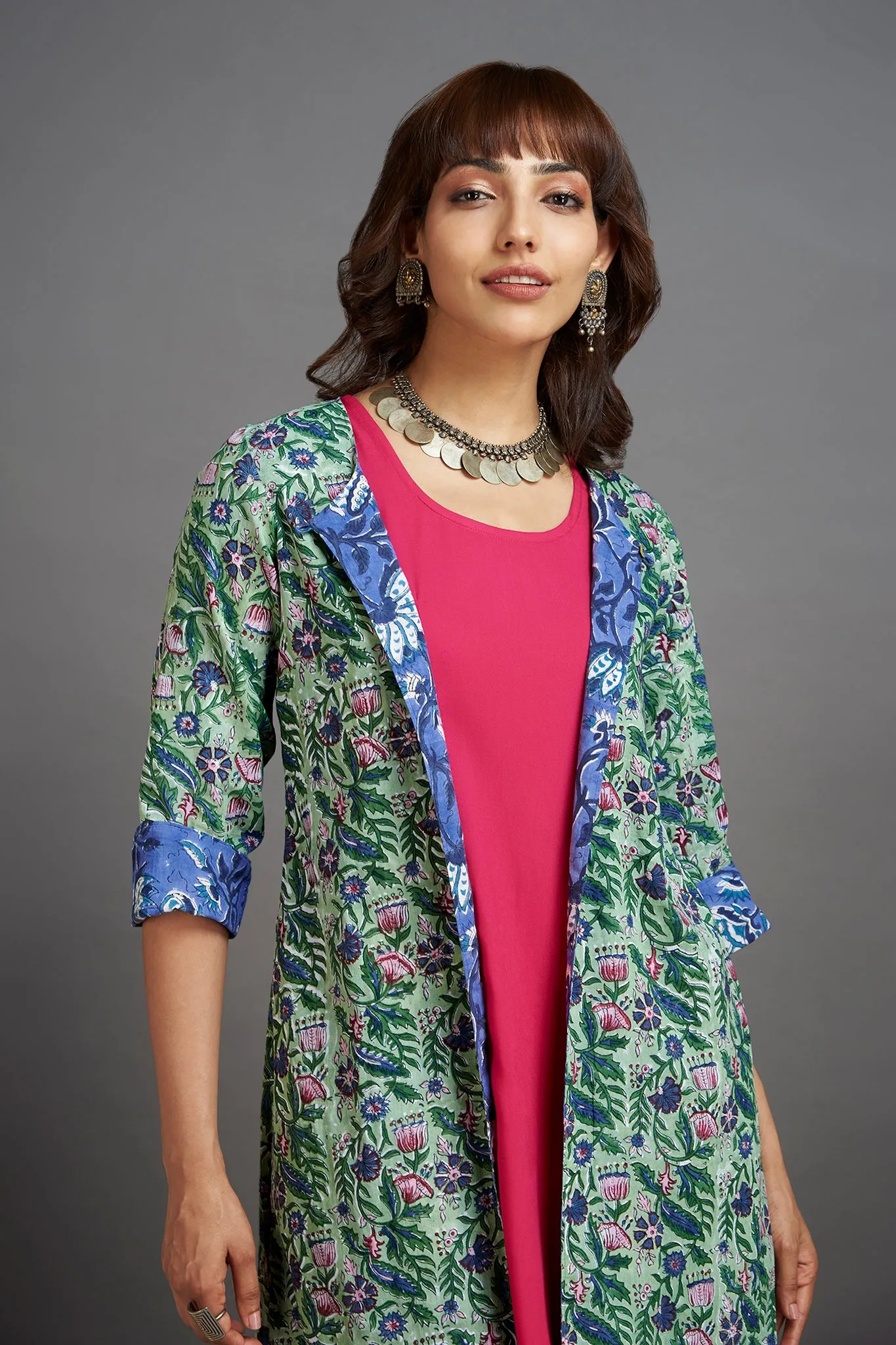 reversible choga (only jacket) - mint sorbet & lily of the nile