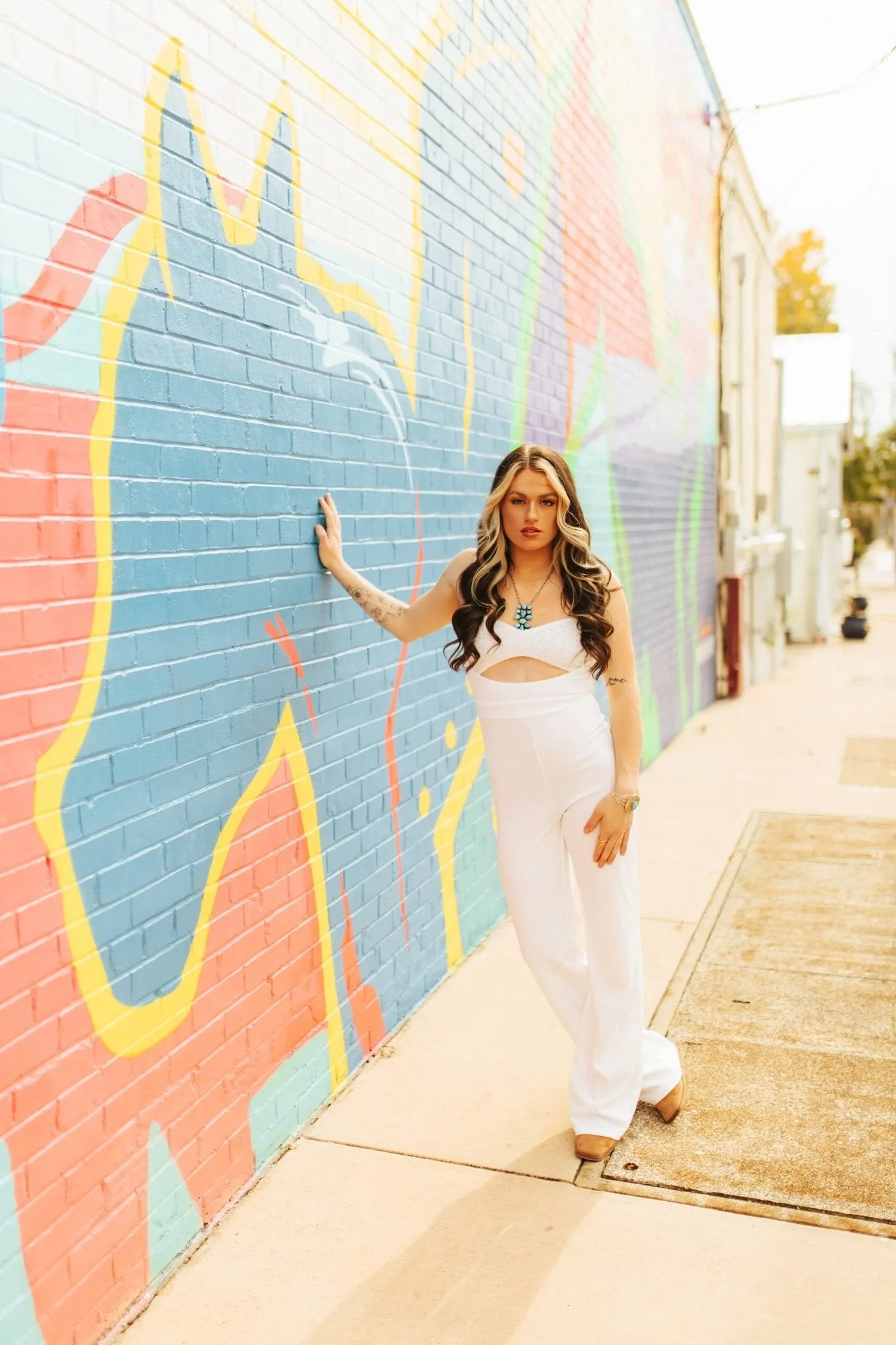 Rhinestone Cut Out Jumpsuit - Ivory