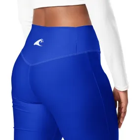 Royal Blue Flare Leggings with Extremely Stoked Epic Wave Logo