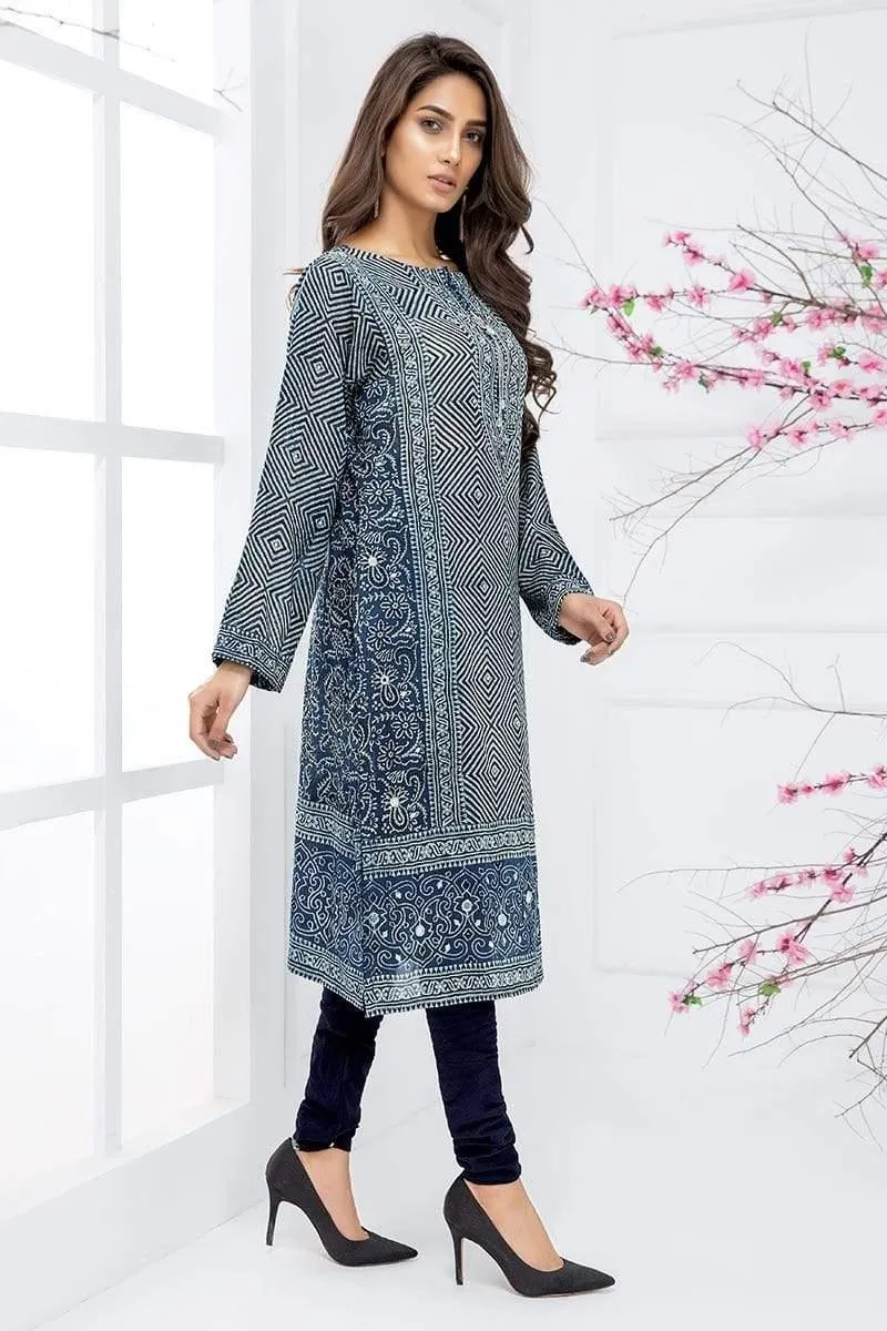 Sadia Aamir - Blue Indigo Illusion - SA-LP28 - Ivory Embroidery - 1 Piece