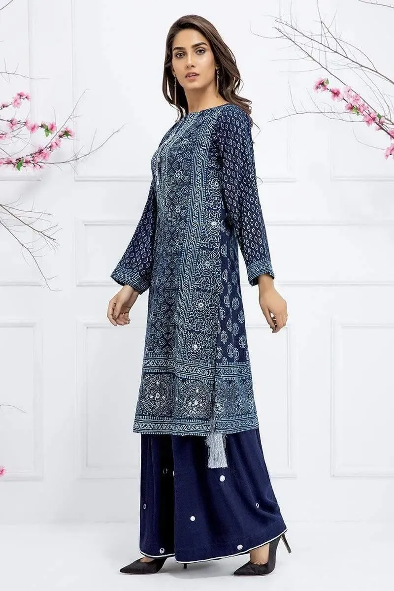 Sadia Aamir - Blue Indigo Solitaire - SA-LP25 - Cotton - Block Print - 1 Piece