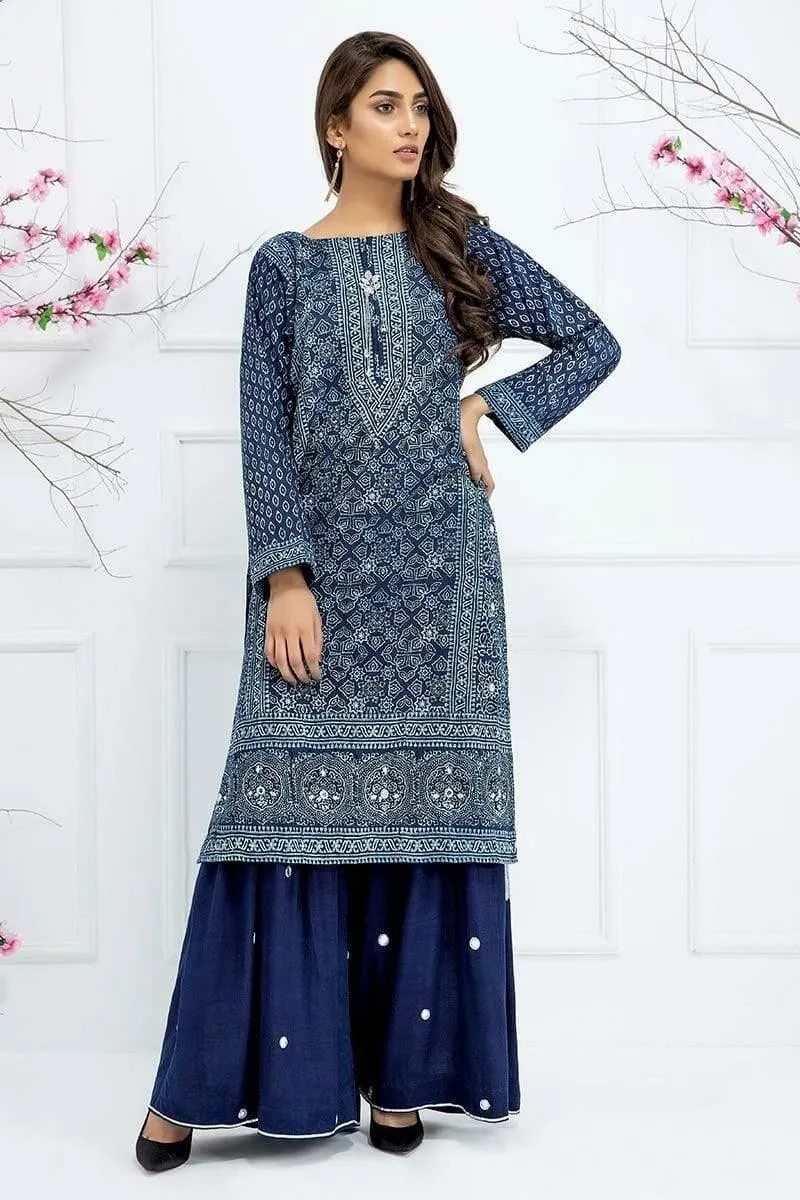 Sadia Aamir - Blue Indigo Solitaire - SA-LP25 - Cotton - Block Print - 1 Piece