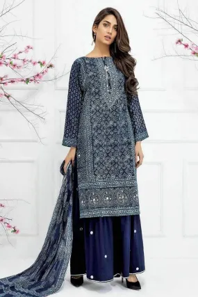 Sadia Aamir - Blue Indigo Solitaire - SA-LP25 - Cotton - Block Print - 1 Piece