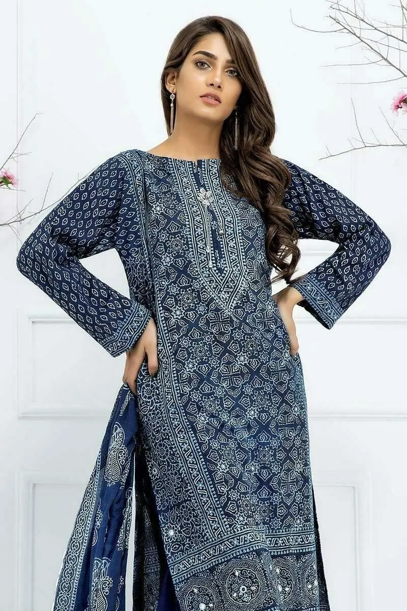 Sadia Aamir - Blue Indigo Solitaire - SA-LP25 - Cotton - Block Print - 1 Piece