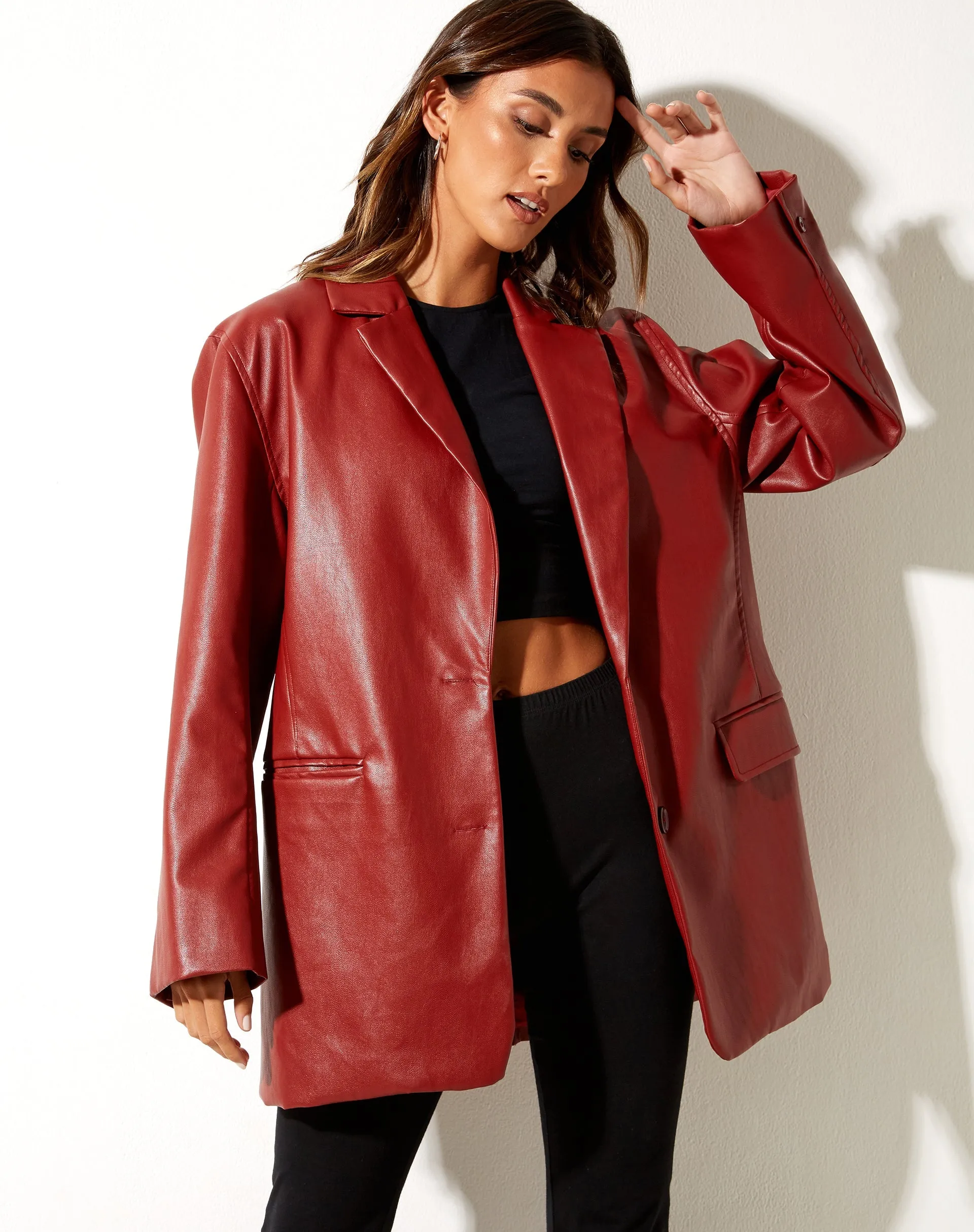 Saken Blazer in PU Red