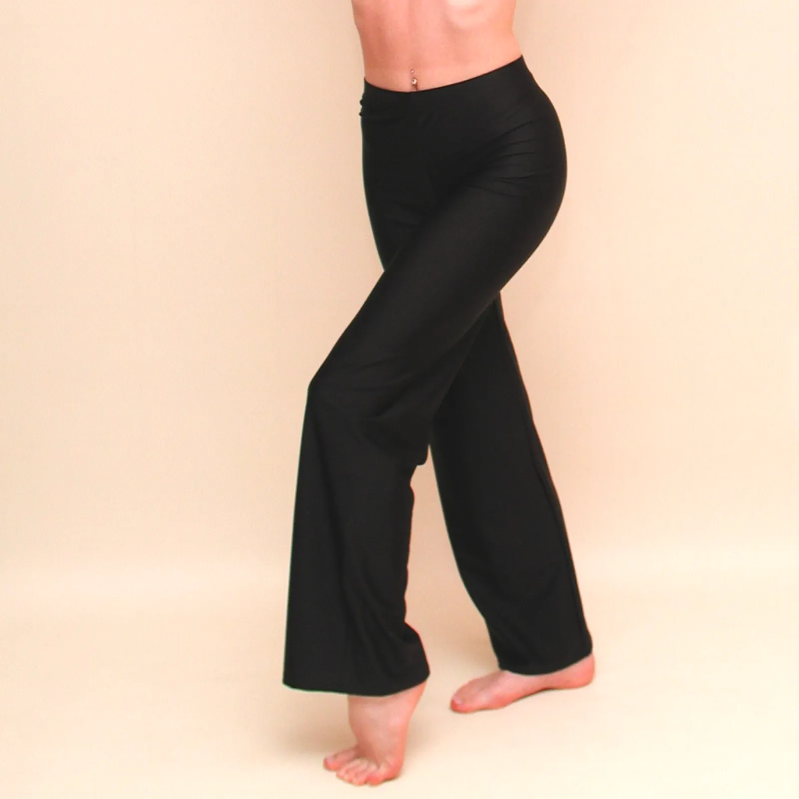 SALE - MDANNI - MATT LYCRA JAZZ PANTS / TROUSERS - LONG LEG LENGTH - BLACK