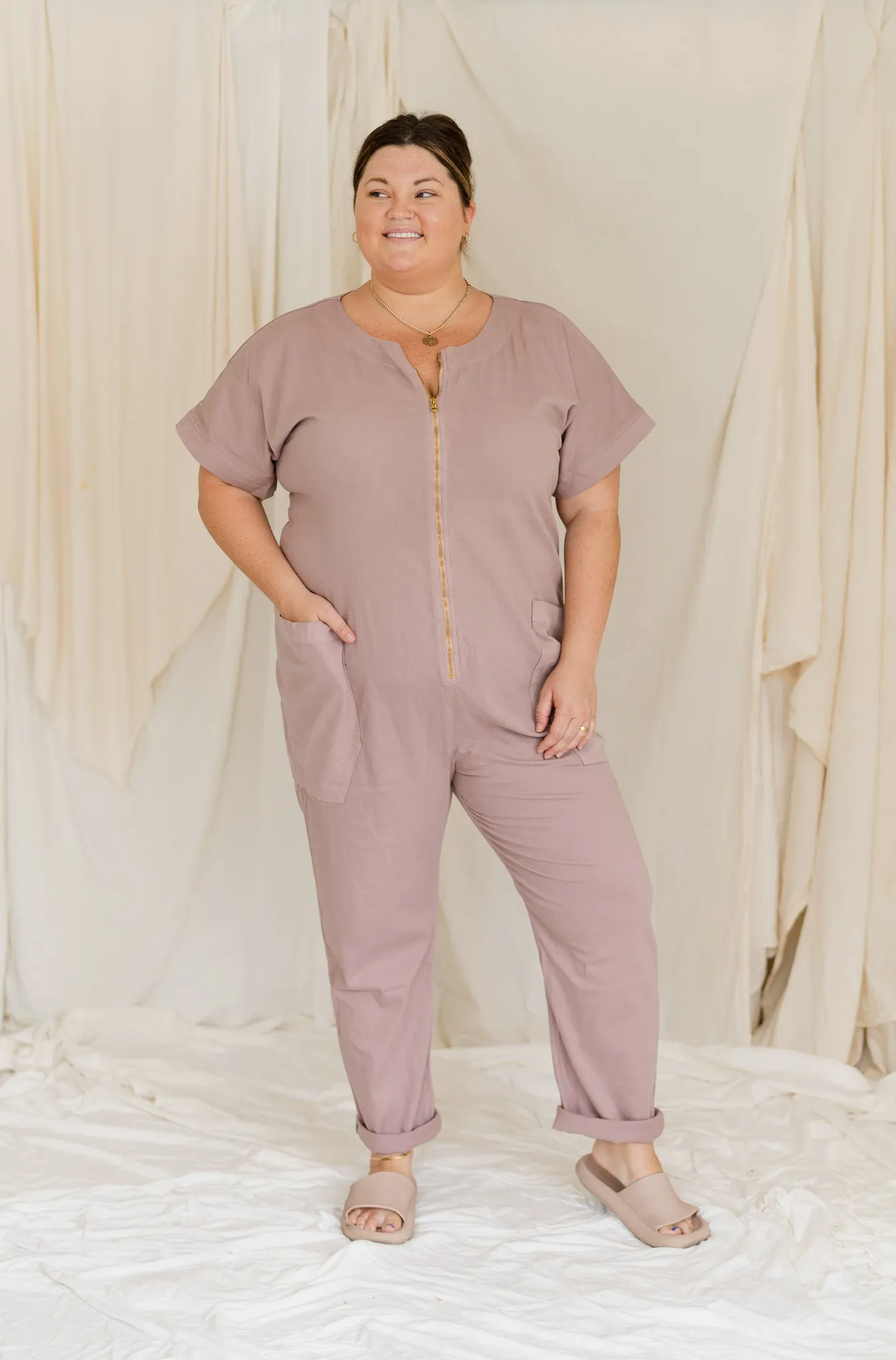 SAMPLE SALE | Together Zipper Jumpsuit - Dusty Plum